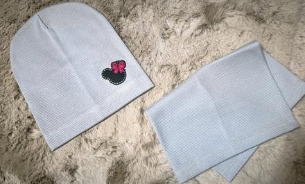 Súprava čiapka s nákrčníkom sivá minnie, 68 - 110