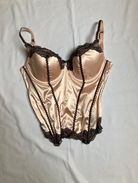 Dámsky lesklý béžový korzet na ramienka, m