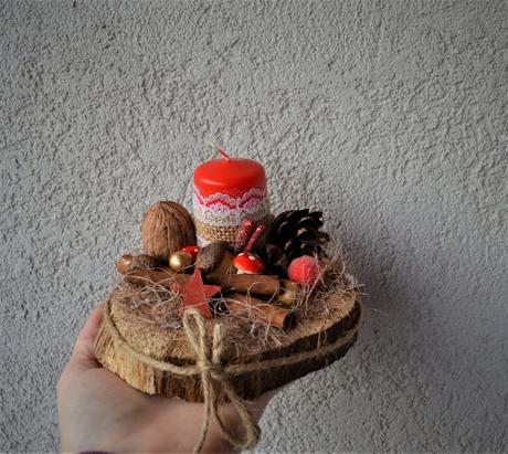 Vianočný svietnik na dreve, 