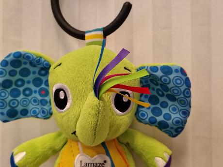 Retro interaktívny sloník s rolničkou, lamaze 20cm,