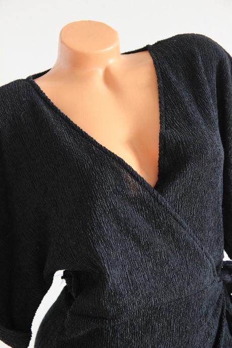 Čierne štrukturované zavinovacie šaty lindex, s, lindex,s