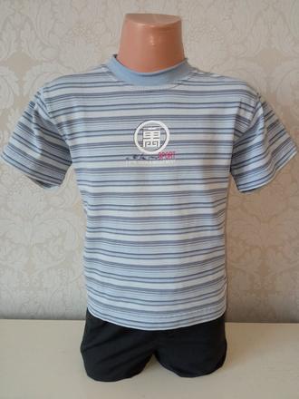 Chlapčenské pruhované tričko s potlačou (6r.), 116