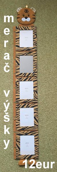 Nástenný merač výšky dieťatka + foto, tiger, 