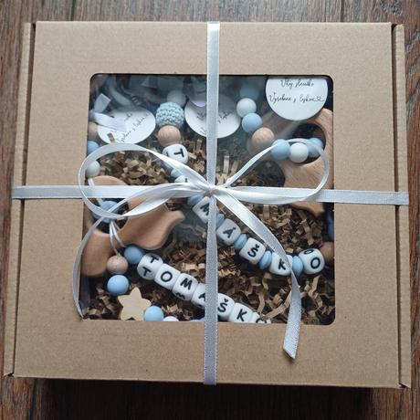 Set retiazka na cumlík, hryzadlo a kľúčenka, 