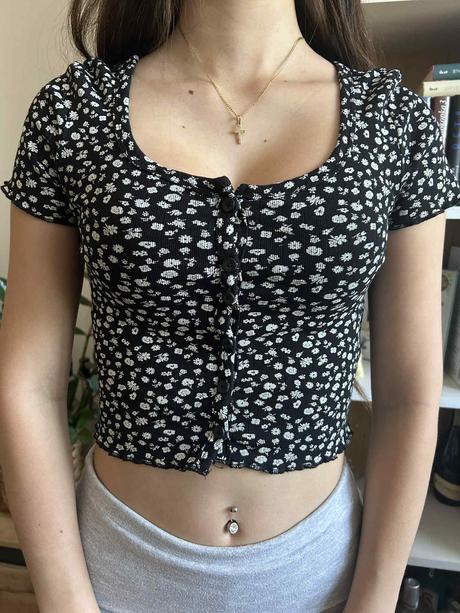 Romantický crop top, fishbone,xs