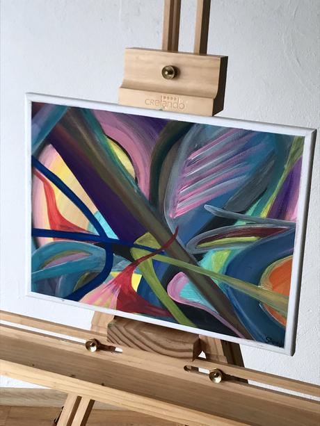 Ručne maľovaný abstraktný obraz energia tvarov,