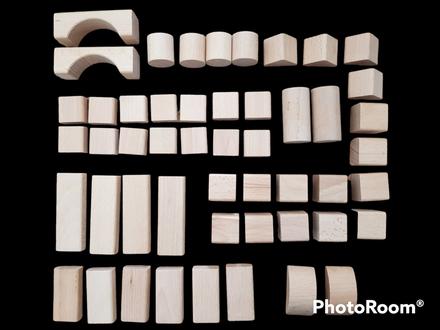 Drevené kocky prírodné sada 50 ks woody, 