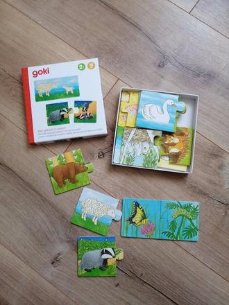 Drevené puzzle dvojice zvieratá goki, 