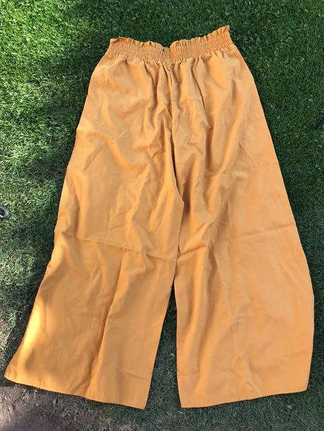 Horčicové široké nohavice, xl