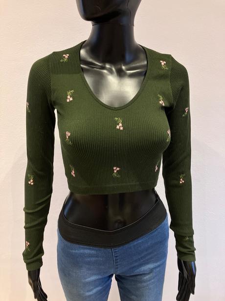 Dámske krátke rebrované tričko stradivarius (s), stradivarius,s