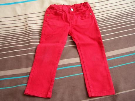 Riflové nohavice - červené, denim co,98
