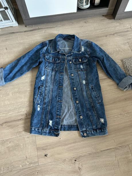 Dlhšia riflová bunda, s