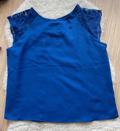 Parizska modra bluzka s cipkou hotsquash, 42