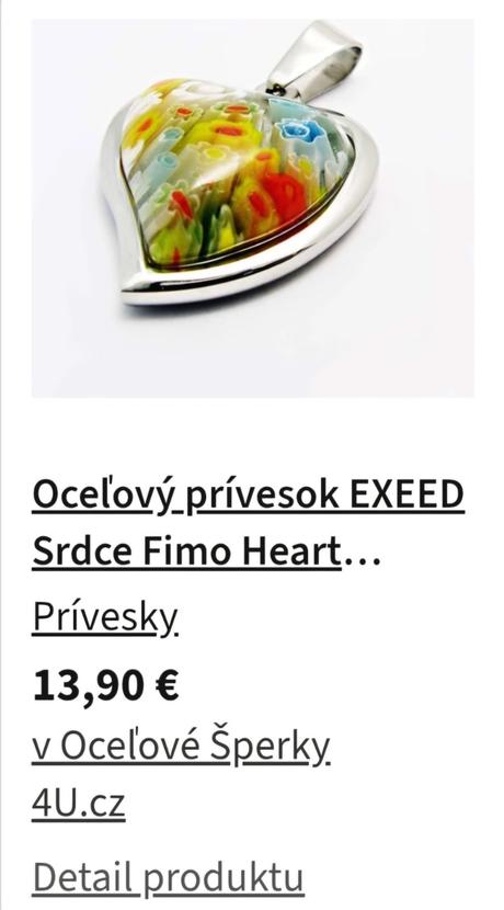 Oceľový prívesok srdce, 