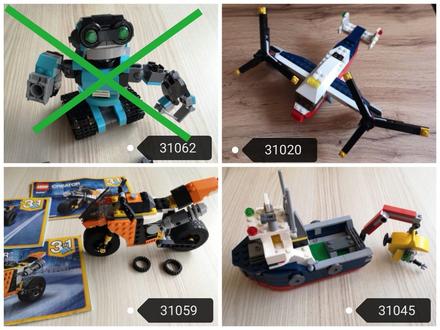 Lego creator 3v1 31020, 31045, 31059, 31062,
