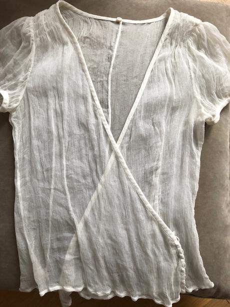 Biely zavinovací hodvábny top, xs, xs