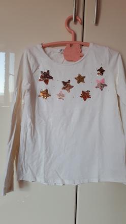 Dievčenské tričko - hviezdičky 134/140, h&m,140