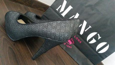 Čierne nové lodičky mango na platforme, mango,40