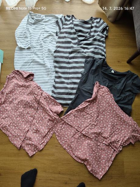 Tehotenské nočné košele + kojo tričká 5ks, xl