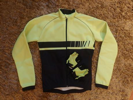 Cyklistická bunda + gratis cyklistické rukavice, decathlon,152