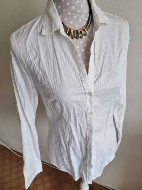 Biela bluzka hm s pasikmi 40, h&m,38