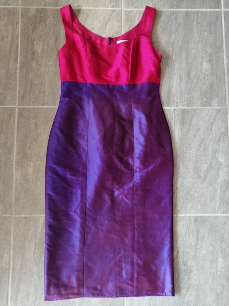 Luxus fialovo ružové hodvábne šaty jaego, v38, 38