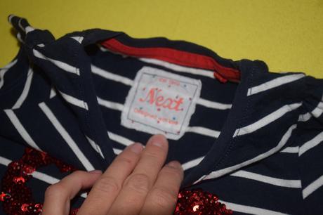 Nadherne namornicke tricko s flitrovou maslou 3-5r, next,104