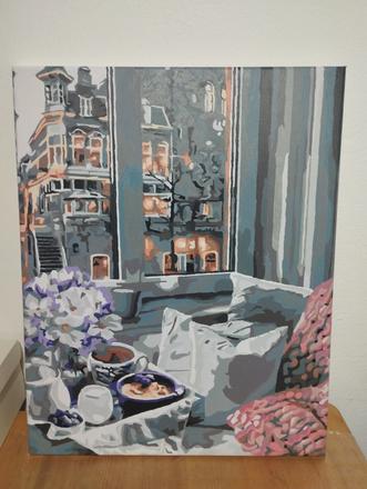 Maľovaný obraz pohľad z okna,