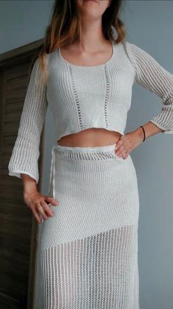 Pleteny komplet set sukna a top s/m, s
