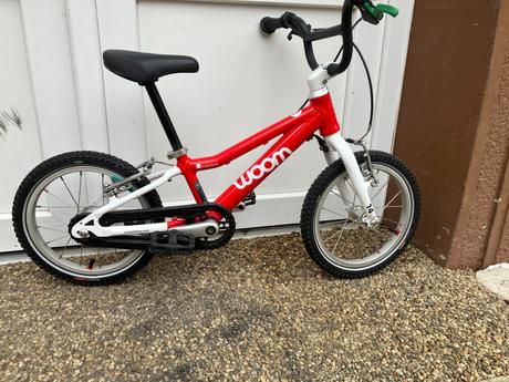 Červený detsky bicykel woom 2, woom,14