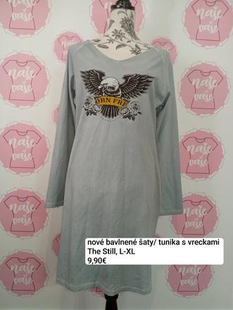 Nové bavlnené šaty s vreckami l/xl, l / xl