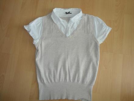 Kremove tricko - so vsitou kosielkou, 38