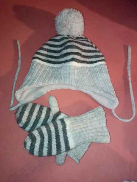 Zimná čiapka+ rukavice, h&m,86