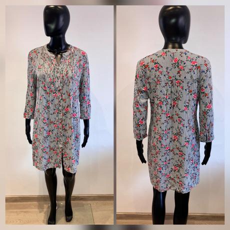 Dámske kvetinové pruhované košeľové šaty, camaieu,m