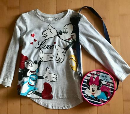 Minie tričko s dlhým rukávom 116 kabelka, disney,116