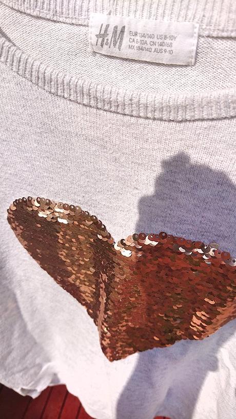 Pulóver, sveter s flitrami - srdiečko, 134, h&m,134