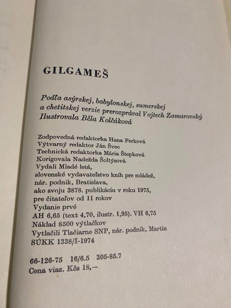 Retro vintage gilgameš vojtech zamarovský 1975, 