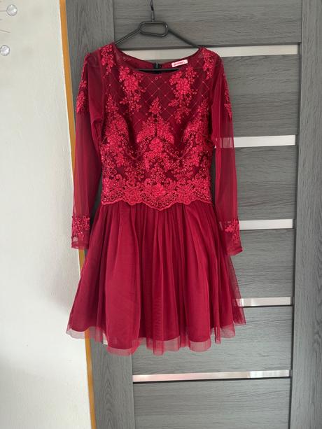 Bordové spoločenské šaty ak v xs, m