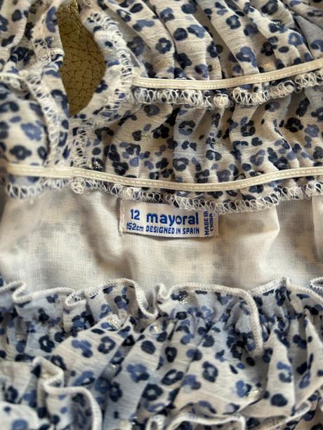 Jemné modrobiele kvetinkové šaty, mayoral,152