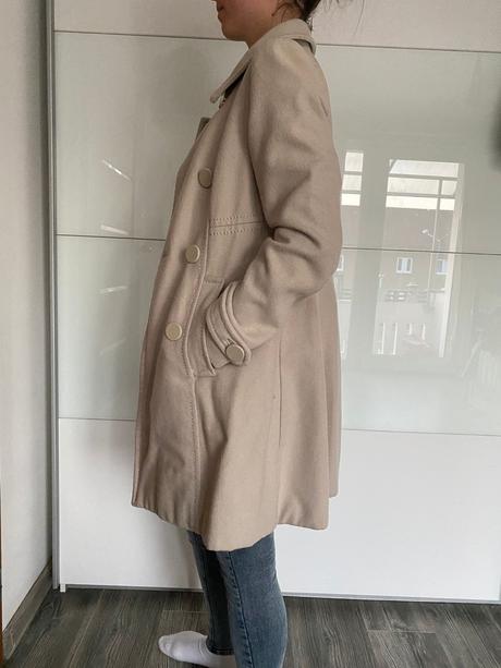 Maslový vlnený kabát, h&m,34