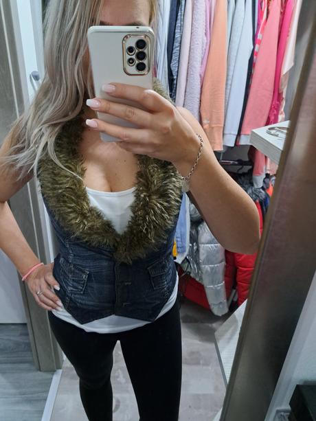 Dámska riflova vesta, m