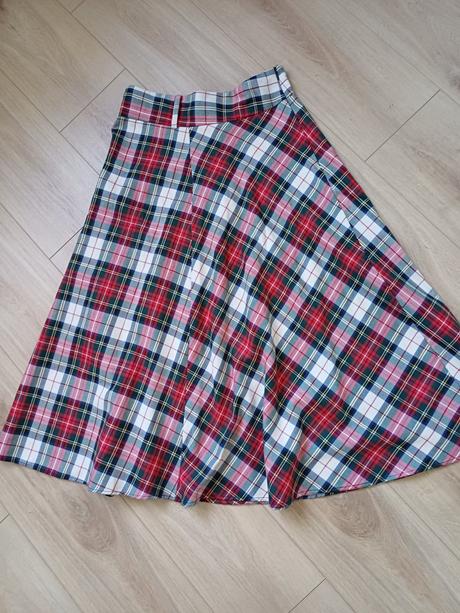 Károvaná midi sukňa, h&m,38