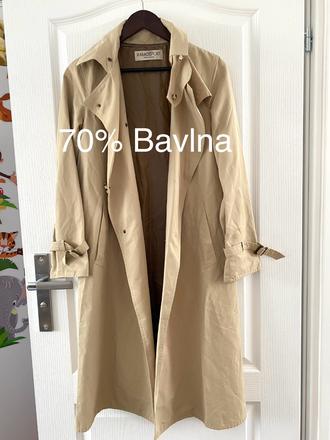 Klasický bavlnený béžový dlhý trenčkot, m