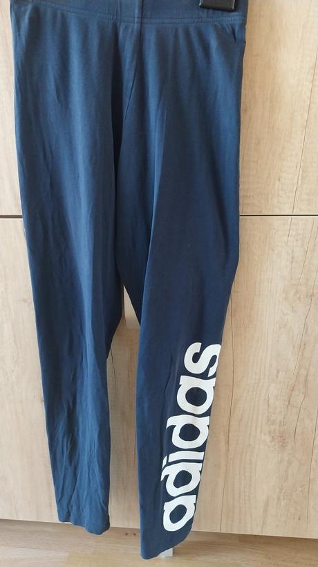 Modré legíny zn. adidas s potlačou na lýtku, adidas,xs
