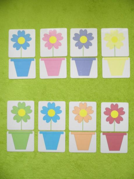 16 ks montessori kartičiek - kvety a kvetináče,
