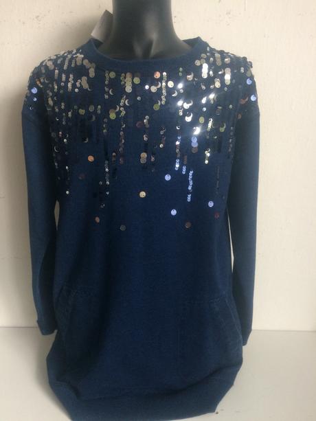 Mikina predĺžená s flitrami, ovs,146