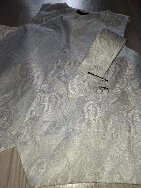 Svadobná vesta+kravata+spona+manžetové gombíky, xl