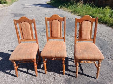 Jedálenské stoličky drevené- retro, 3 ks,