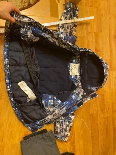 Zimná bunda + oteplovačky, 98