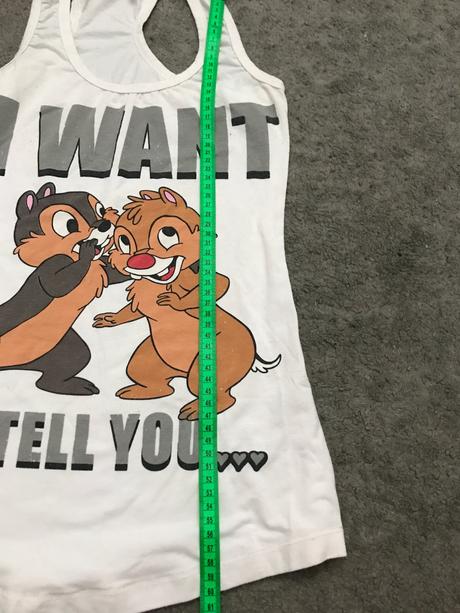 Biele dámske tielko s potlačou chip a dale, l